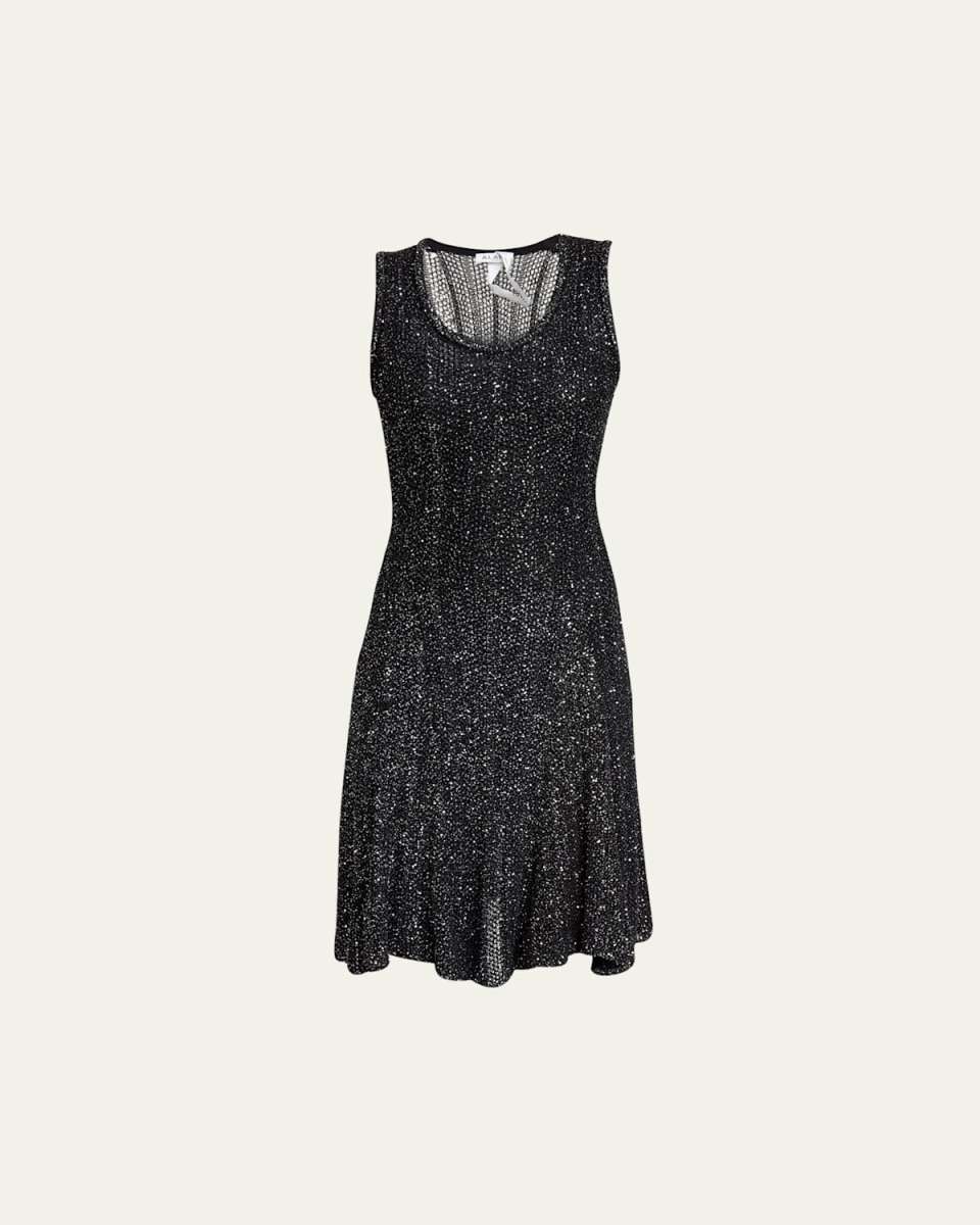 Sequined Fit-Flare Knit Mini Dress